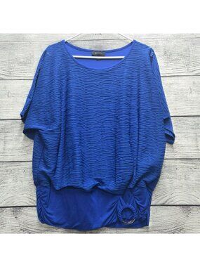 AB Studio Women's Blue top/shirt Size Large Business/Casual